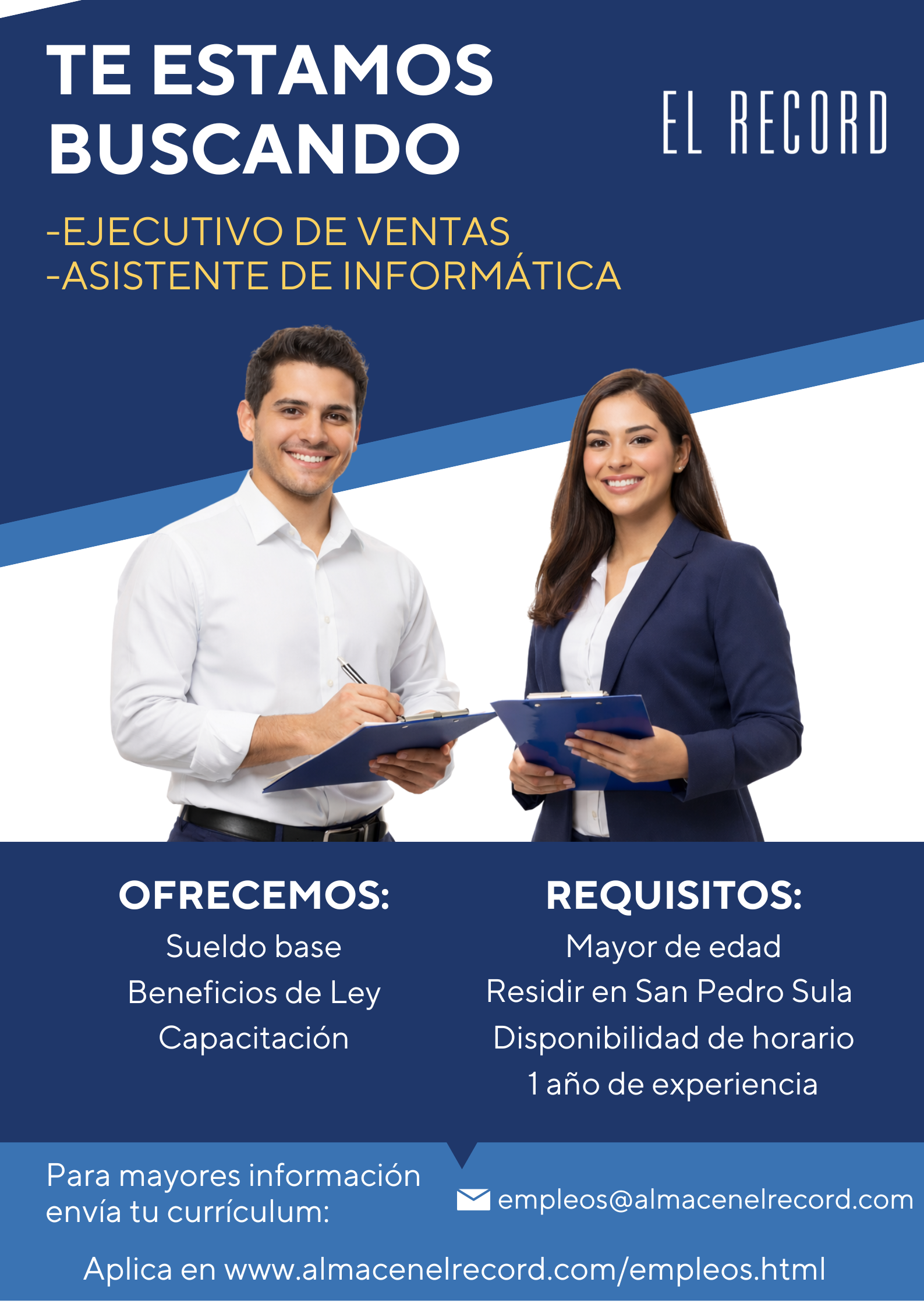Vacantes disponibles en Almacén El Récord